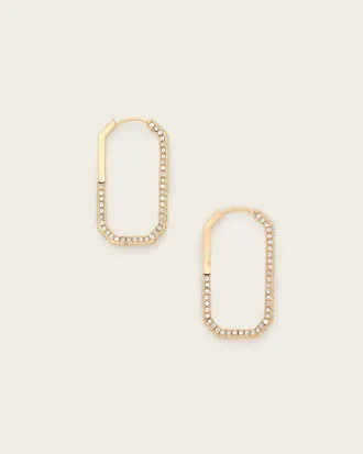 AllSaints Hattie Crystal Hex Hoop Earrings