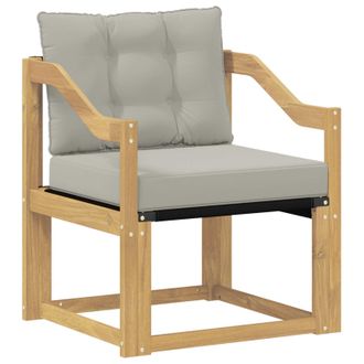 vidaXL Sof&aacute; De Exterior Madera De Acacia S&oacute;lida Blanco Y Gris Claro Vidaxl