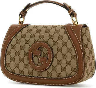 Gucci Womens Blondie Shoulder Bag Beige Polyester Cotton Polyamide
