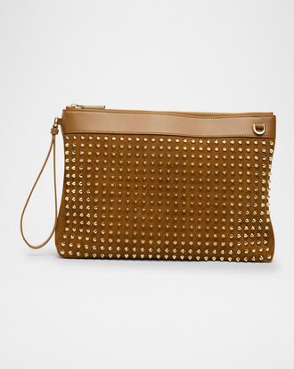 Christian Louboutin Mens Funky Suede & Leather Spike Wrist Pouch