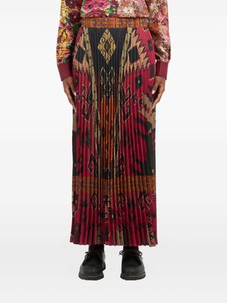 Pierre-Louis Mascia pleated patterned skirt - Red