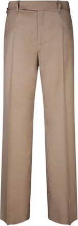 Dolce & Gabbana Beige Wol Wijde Pijp Broek - Heren - Wijde Broeken - Bruin - M - Wol - Broeken