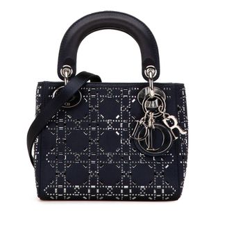 Dior Pre-owned Womens Handbag With Crystal Embellishments - Dark Blue Textile - One Size
