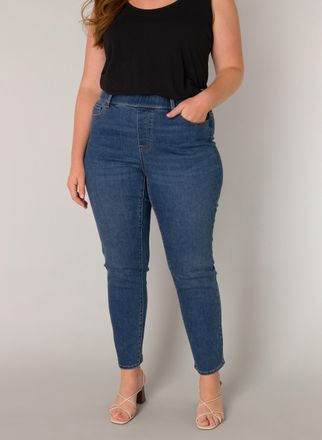 Base Level Curvy Jeggings BASE LEVEL CURVY, Damen, Gr. 54/56, L&auml;nge 30, blau (mid blau), Denim/Jeans, Obermaterial: 92% Baumwolle, 6% Polyester, 2% Elasthan, unifarben