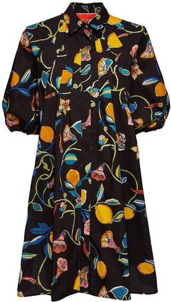 La DoubleJ lemon-print short dress - women - Cotton - M - Black