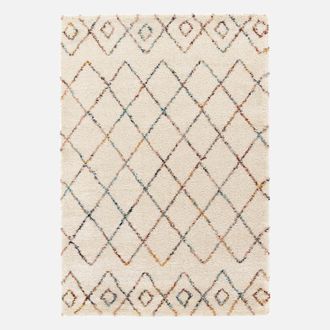 Sweeek Sweeek - Alfombra Interior Estilo Shaggy Bereber Crema Y Multicolor, Beverly, 170x120x3 Cm