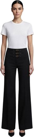 Versace Black Flared Flat Front Pants