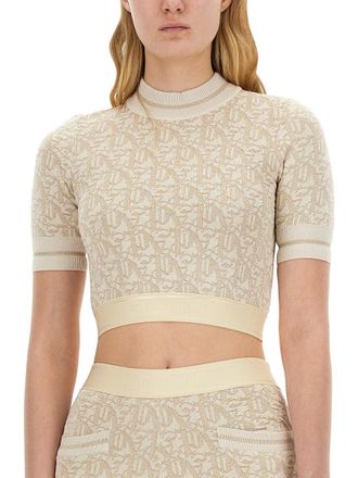 Palm Angels Monogram Viscose Jersey Top - White
