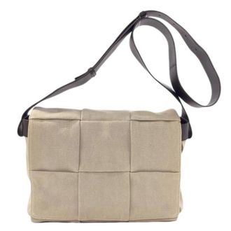 Bottega Veneta Pre-owned Canvas Shoulder Bag - Dames - Pre-owned - Beige - Maat: ONE Size Leer