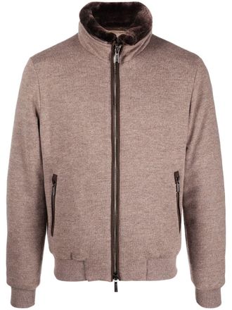 Moorer Piumino con zip - Marrone