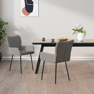 vidaXL Vidaxl - Sillas De Comedor Giratorias 2 Unidades Tela Gris Claro