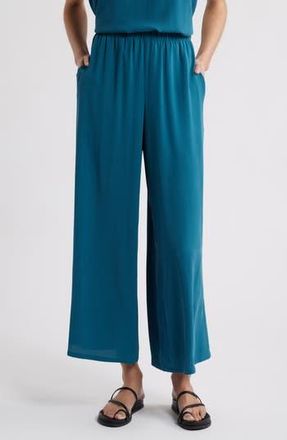 Eileen Fisher Silk Crepe Georgette Ankle Wide Leg Pants in Harbr at Nordstrom Rack, Size Small