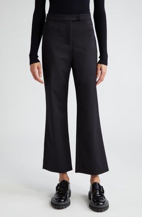 Max Mara Nepeta Stretch Virgin Wool Flare Leg Ankle Trousers in Black at Nordstrom, Size 10