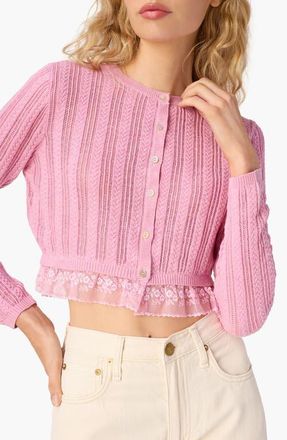 Cami NYC Pedra Mixed Stitch Cotton Cardigan in Rosebud at Nordstrom, Size X-Large