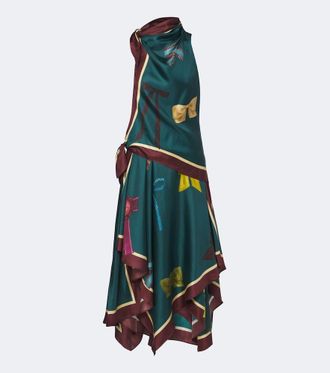 Alemais Al&eacute;mais Rosette printed silk twill midi dress