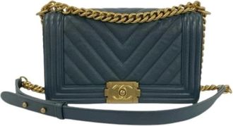 Chanel Pre-owned Leather chanel-bags - Dames - Vintage Schoudertas - Blauw - ONE Size - Vintage