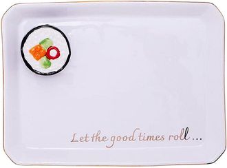 Two's Company Sushi Icon Trinket Tray With Saying In Gift Box