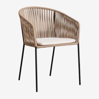 Sklum Sklum - Pack De 2 Sillas De Comedor Apilables Con Reposabrazos En Hierro Y Cuerda Trenzada Jocelyn