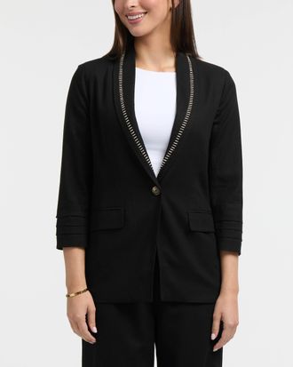 Ellen Tracy Womens Tailored Linen-Blend Blazer