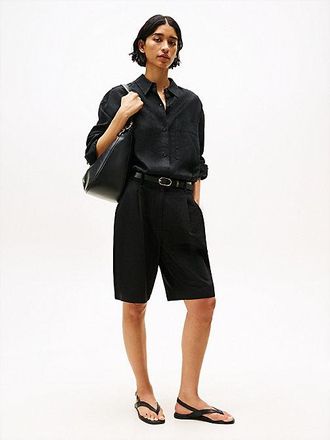 Tommy Hilfiger Wide Leg Bermuda Shorts With Linen