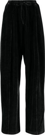 Alexander Wang Velours Broek met Trekkoord - Dames - Wijde Broeken - Zwart - M - Katoen - Broeken