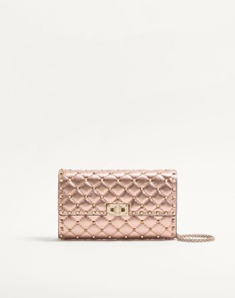 Valentino Garavani Borsa A Tracolla Valentino Garavani Rockstud Spike In Nappa Laminata Donna ROSE CANNELLE UNI