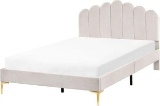 Beliani Bed Velvet SAUVIAN 120 x 200 cm (EU Small Double) Off-White