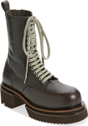 Rick Owens Bogun Platform Lace-Up Boot in Dark Dust at Nordstrom, Size 10Us