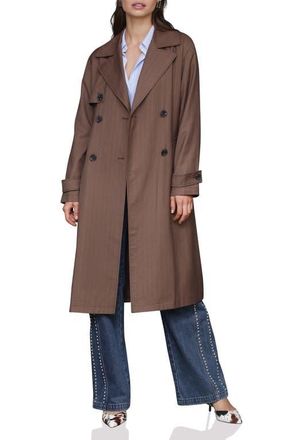Avec Les Filles Relaxed Duster Trench Coat in Brown Stripe at Nordstrom, Size Large