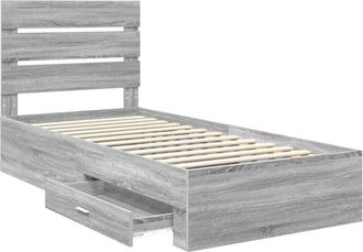 vidaXL Estructura De Cama Gris Sonoma 90 X 200 Cm Madera De Ingenier&iacute;a Vidaxl