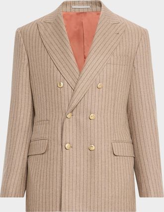 Brunello Cucinelli Mens Cashmere and Silk Multistriped Blazer
