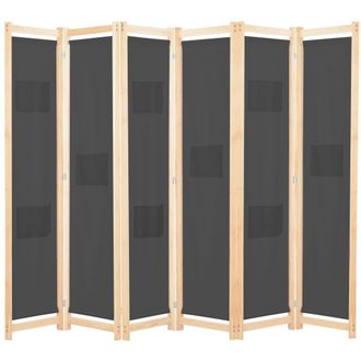 Berkfield Home 6-Panel Room Divider Grey 240x170x4 cm Fabric | Size: 240 x 170 x 4 cm