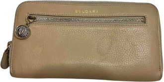 Bulgari Beige Leather Long Wallet (Bi-Fold) (Pre-Owned)