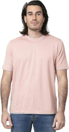 Gran Sasso T-shirt met ronde hals en panelen - Heren - T-shirts - Roze - XL - Katoen - Tops
