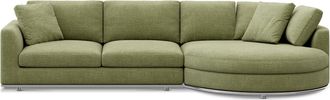 Castlery Hamilton Round Chaise Sectional Sofa Right Facing Customized, (Washed Chenille) Moss, Machine Washable, Removable Covers for Sofas, Green, Castlery