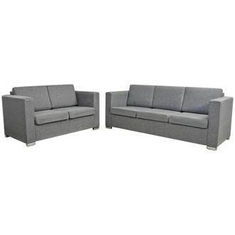 vidaXL Conjunto De Sof&aacute;s 2 Unidades Tela Gris Claro Vidaxl