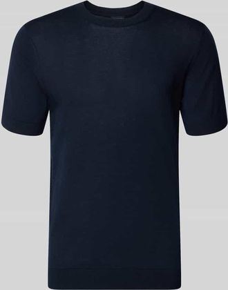 Olymp Level 5 Strickshirt mit Rundhalsausschnitt und 1/2-Arm in Marine, Gr&ouml;&szlig;e XXL