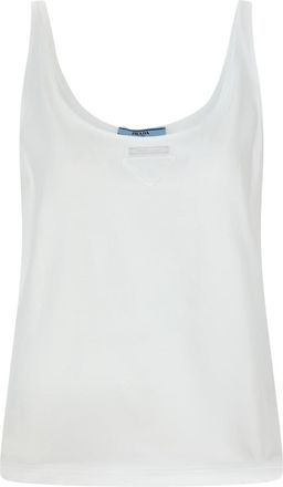 Prada White Round Neck Sleeveless Top
