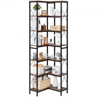 OEM Estante De Esquina 7 Niveles 60 X 60 X 200 Cm En Forma De L Estanter&iacute;a De Esquina Con Marco De Metal Estantes De Madera Librer&iacute;a De Almacenamiento Par