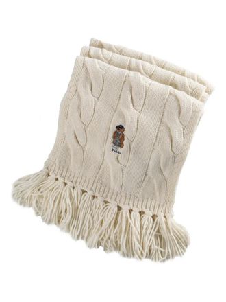 Polo Ralph Lauren cable-knit scarf - women - Wool/Recycled Nylon - One Size - Neutrals