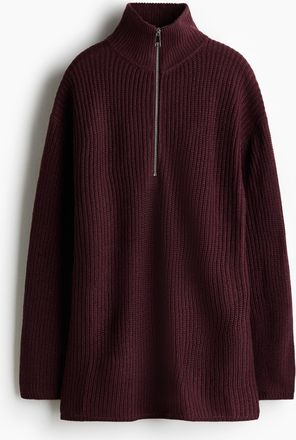 H&M Schwerstrickpullover mit kurzem Zipper - Pink