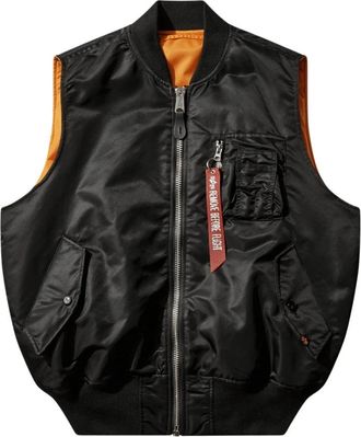 Alpha Industries Jassen, Heren, Zwart, XL, Leer, Ma-1 Vest (Heritage)