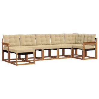 vidaXL Conjunto De Sof&aacute;s De Exterior Con Coj&iacute;n 7 Pcs Natural Y Beige Vidaxl