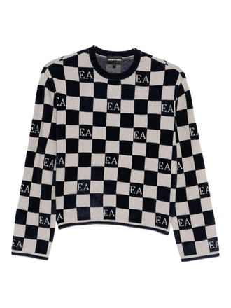 Emporio Armani Check Crewneck Sweater-Donna