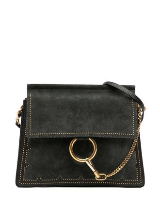 Chlo&eacute; 2010-2025 Medium Studded Suede and Calfskin Faye crossbody bag - Black