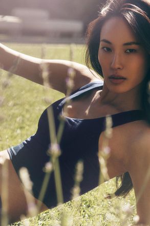 Alo | Airbrush Real Bra Tank Top in Navy Blue, Size: Medium