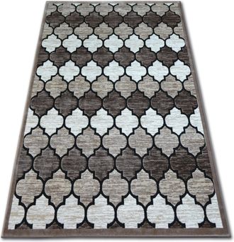 RugsX Rugsx - Alfombra Acr&iacute;lica Yazz 3766 Enrejado Tr&eacute;bol Marroqu&iacute; Beige Oscuro/color Salm&oacute;n Beige 160x220 Cm