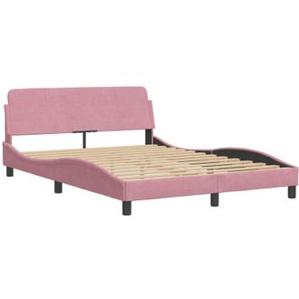 vidaXL Vidaxl - Cama con cabecero sin colchón terciopelo rosa 140x190 cm