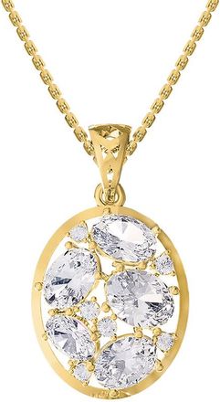 Diamond2Deal 18k Vermeil Plated Silver 3.75 Ct Oval Cut Lab Grown Diamond Pendant Necklace 18 VVS-VS, E-F