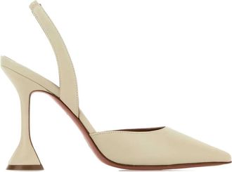Amina Muaddi 95mm Holli sling-back leather pumps - Beige